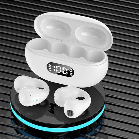 Wireless Noise Cancelling Bluetooth With Led Display White Earbuds