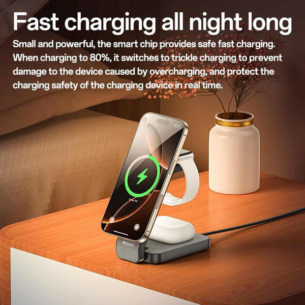 4 In 1 Magnetic Wireless Charging Stand With Night Light Chargers & Cradles