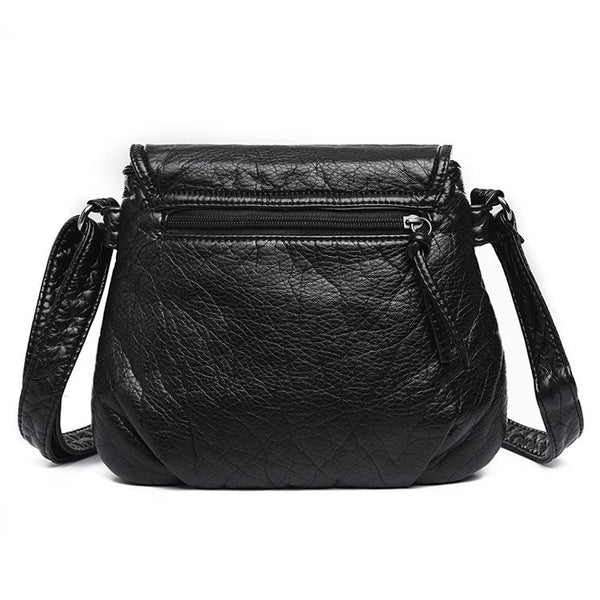 Soft Washed Leather Messenger Bag For Women Fashionable And Versatile Black Women's Bags & Handbags