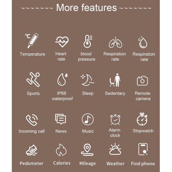 1.3 Inch Tft Colour Screen Ip68 Waterproof Women Smart Watch Support Body Temperature Monitor Blood Pressure Menstrual Cycle Reminder Black Smart Watc