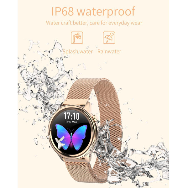 1.3 Inch Tft Colour Screen Ip68 Waterproof Women Smart Watch Support Body Temperature Monitor Blood Pressure Menstrual Cycle Reminder Black Smart Watc