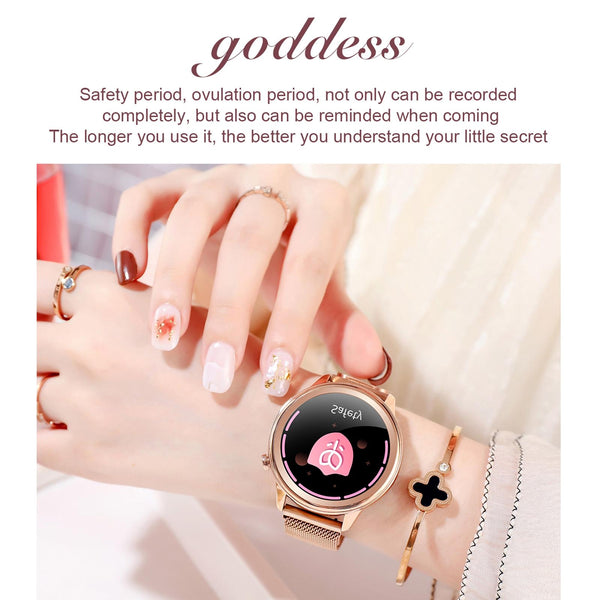 1.3 Inch Tft Colour Screen Ip68 Waterproof Women Smart Watch Support Body Temperature Monitor Blood Pressure Menstrual Cycle Reminder Black Smart Watc