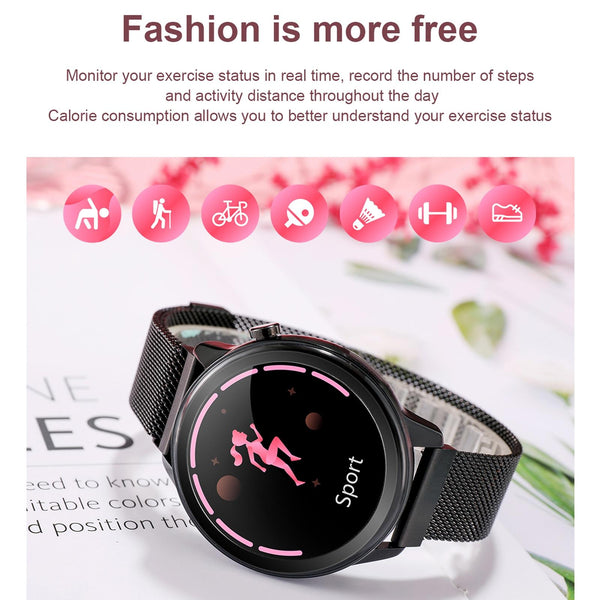1.3 Inch Tft Colour Screen Ip68 Waterproof Women Smart Watch Support Body Temperature Monitor Blood Pressure Menstrual Cycle Reminder Black Smart Watc