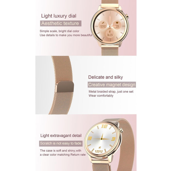1.3 Inch Tft Colour Screen Ip68 Waterproof Women Smart Watch Support Body Temperature Monitor Blood Pressure Menstrual Cycle Reminder Black Smart Watc
