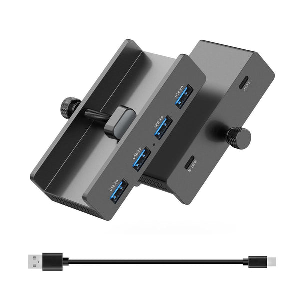 4 Port Usb3.0 Clamp Hub In Aluminum Alloy Black Usb Cables Hubs & Adapters