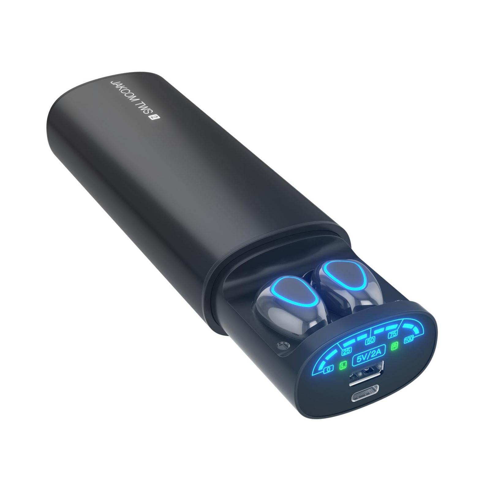 2 In 1 True Wireless With Bluetooth 5.0 And Power Bank Black Earbuds