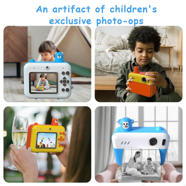 1080P Children's Camera With 2.36 Hd Led Display And Thermal Printing Instant Capture Yellow Digital Cameras