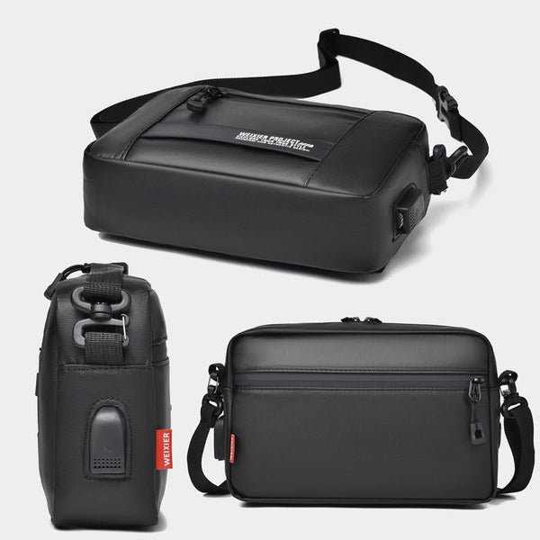 Usb Shoulder Bag For Men Portable & Stylish Outdoor Messenger Black Bags