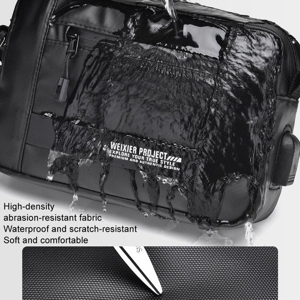 Usb Shoulder Bag For Men Portable & Stylish Outdoor Messenger Black Bags