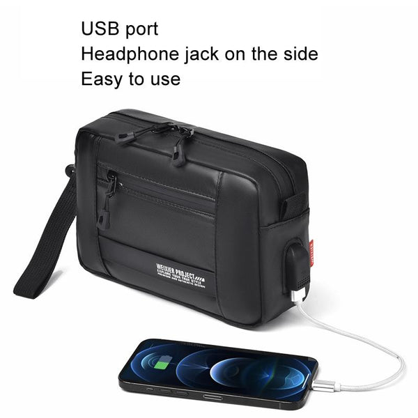 Usb Shoulder Bag For Men Portable & Stylish Outdoor Messenger Black Bags