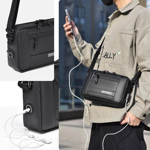 Usb Shoulder Bag For Men Portable & Stylish Outdoor Messenger Black Bags