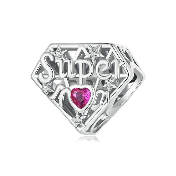 925 Sterling Silver Super Mom Diy Beaded Jewelry Charms & Pendants