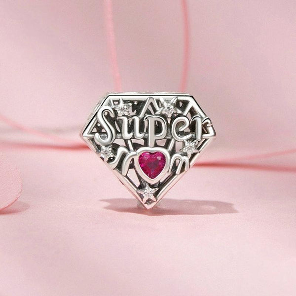 925 Sterling Silver Super Mom Diy Beaded Jewelry Charms & Pendants