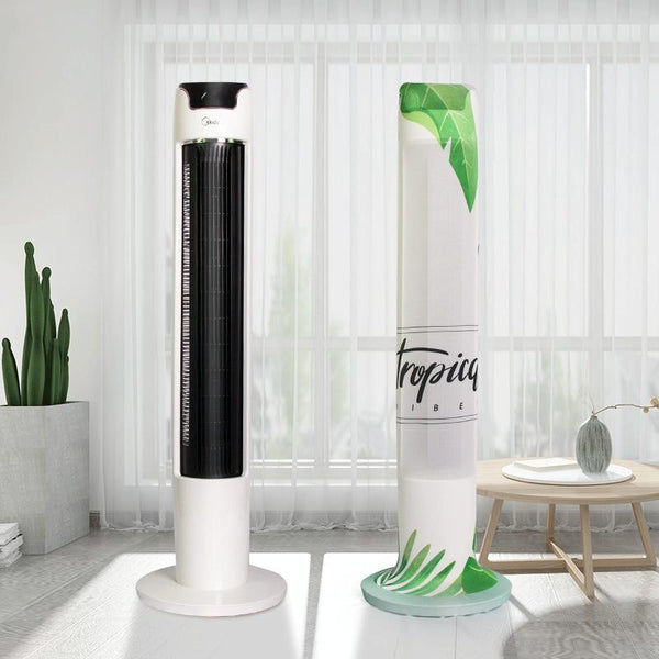 Universal Dust Proof Fan Cover Size L Vertical Green Leaf Portable Fans