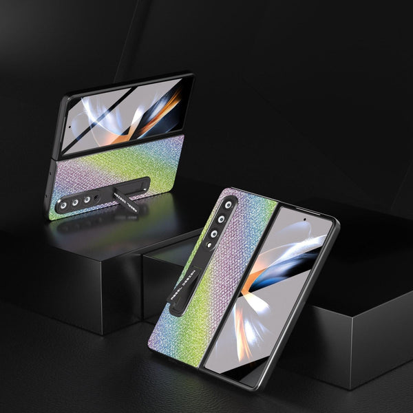 For Samsung Galaxy Z Fold4 5G Diamond Edge Case With Holder Rainbow Cases Covers & Skins