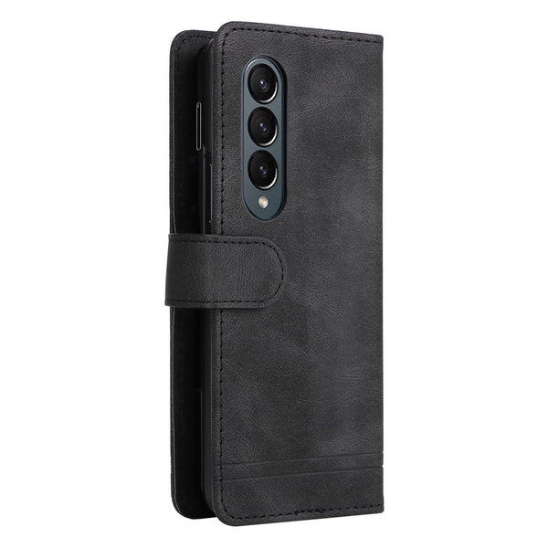 For Samsung Galaxy Z Fold4 5G Metal Button Leather Case Tree Design Red Cases Covers & Skins