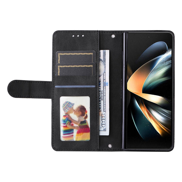 For Samsung Galaxy Z Fold4 5G Metal Button Leather Case Tree Design Red Cases Covers & Skins