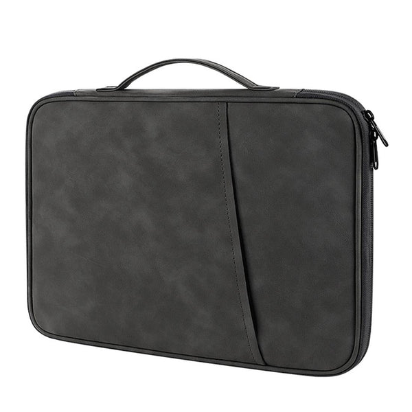 Grey Sheepskin Leather Bag For 12.9 13 Inch Laptops Portable And Stylish Laptop Cases & Bags