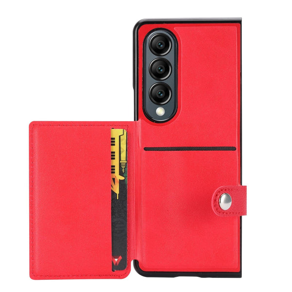 For Samsung Galaxy Z Fold4 5G Litchi Pattern Single Button Card Holder Phone Case Light Purple Cases Covers & Skins