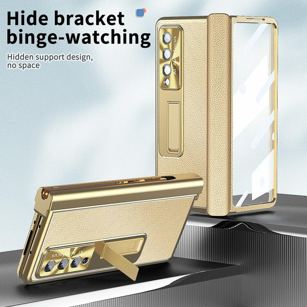 For Samsung Galaxy Z Fold4 5G Shockproof Magnetic Litchi Pattern Phone Case Black Cases Covers & Skins