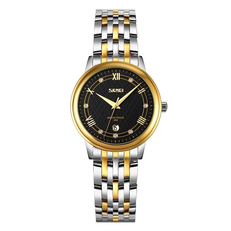 Waterproof Quartz Watch With Stainless Steel Buckle Strap For Women Gold And Black Watches