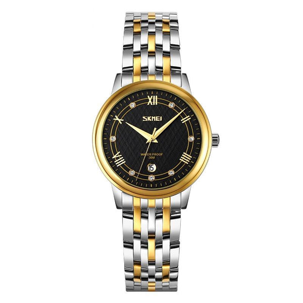 Waterproof Quartz Watch With Stainless Steel Buckle Strap For Women Gold And Black Watches