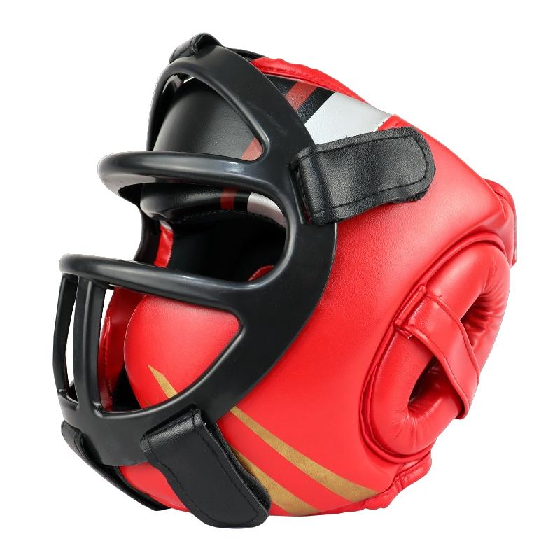 Competition Sparring Boxing Helmet For Head Protection Red With Mask M Protective Pads & Armour