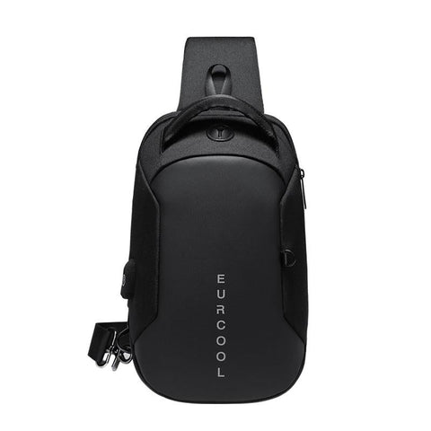 Water Repellent Multi Function Chest Bag With Usb Charging Port Men Crossbody Shoulder Black Bags