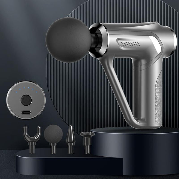 Electric Triangular Fascia Massage Gun Silver Button Style For Health And Beauty Massagers