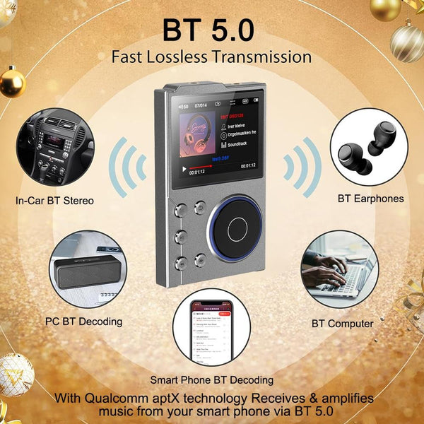 2.4 Inch Hifi Bluetooth Music Player Dsd256 Mastering Sound Quality 16Gb+16Gb Memory Gray 16Gb+8Gb Ipods & Mp3 Players