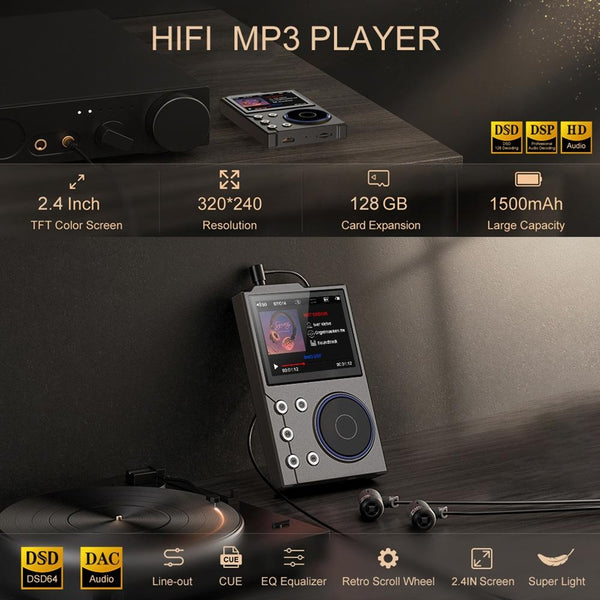 2.4 Inch Hifi Bluetooth Music Player Dsd256 Mastering Sound Quality 16Gb+16Gb Memory Gray 16Gb+8Gb Ipods & Mp3 Players