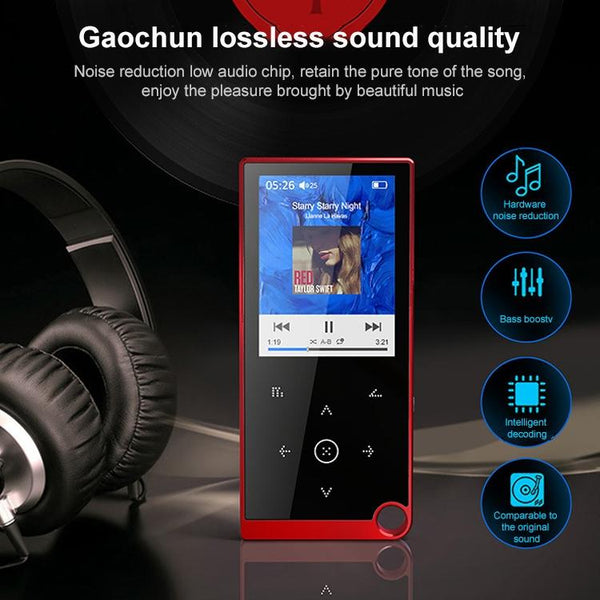 2.4 Inch Touch Mp4 / Mp3 Player 8Gb Memory E Book Alarm Timer No Bluetooth Red Ipods & Mp3 Players