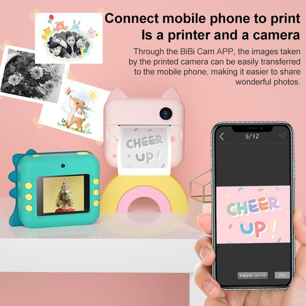 Children's Instant Camera With Dual Lens And Mini Print Pink Digital Cameras