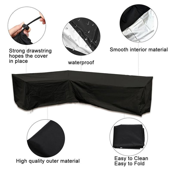 Waterproof Outdoor Corner Sofa Cover 200X270x82cm Black Outdoor Furniture Covers