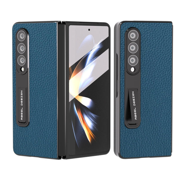 For Samsung Galaxy Z Fold4 5G Leather Phone Case With Holder Litchi Texture Black Cases Covers & Skins