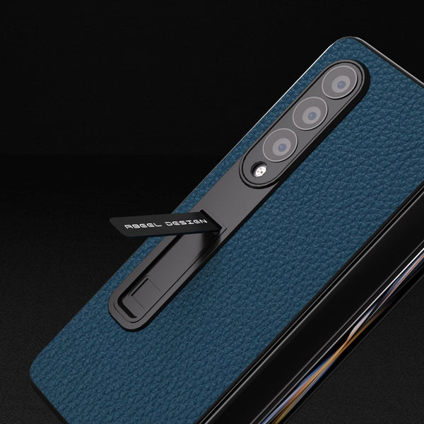 For Samsung Galaxy Z Fold4 5G Leather Phone Case With Holder Litchi Texture Black Cases Covers & Skins
