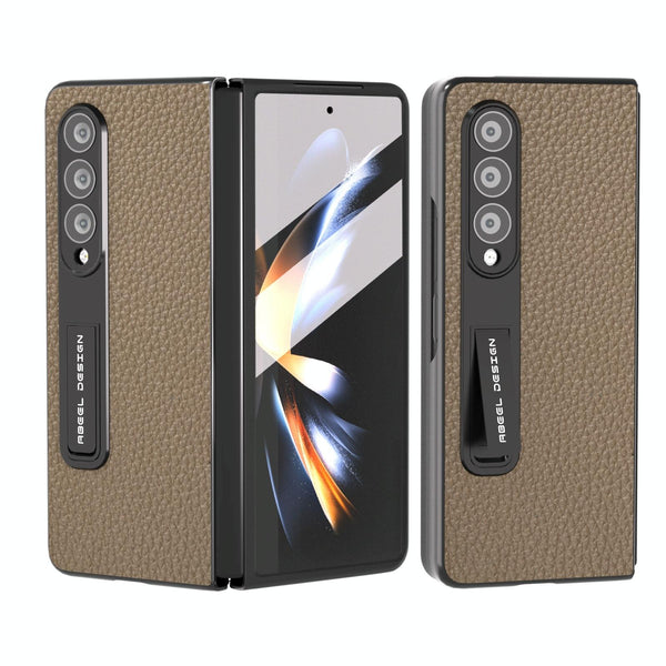 For Samsung Galaxy Z Fold4 5G Leather Phone Case With Holder Litchi Texture Black Cases Covers & Skins