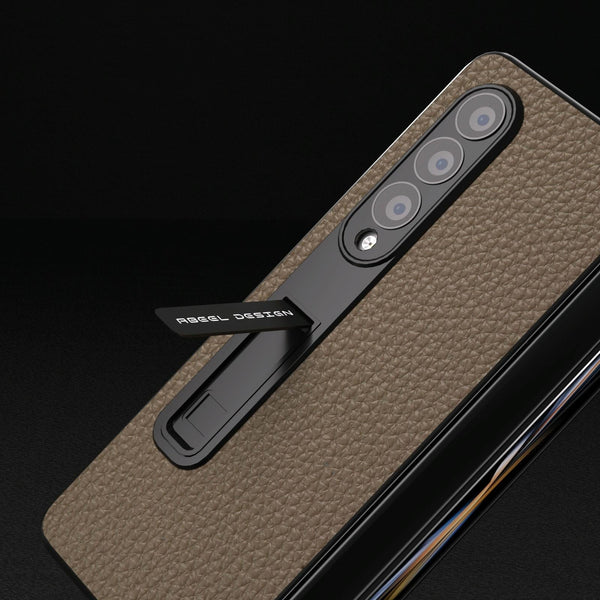 For Samsung Galaxy Z Fold4 5G Leather Phone Case With Holder Litchi Texture Black Cases Covers & Skins