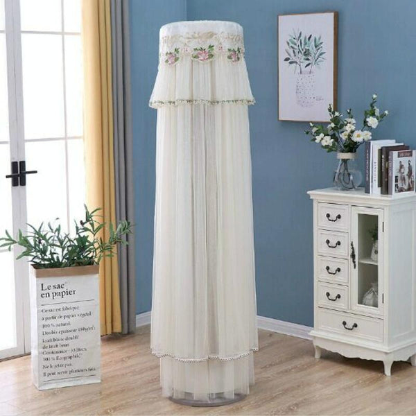 175Cm Vertical Lace Air Conditioner Dust Cover Round Column White Portable Air Conditioners