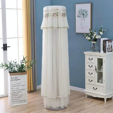 175Cm Vertical Lace Air Conditioner Dust Cover Round Column White Portable Air Conditioners