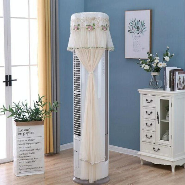 175Cm Vertical Lace Air Conditioner Dust Cover Round Column White Portable Air Conditioners