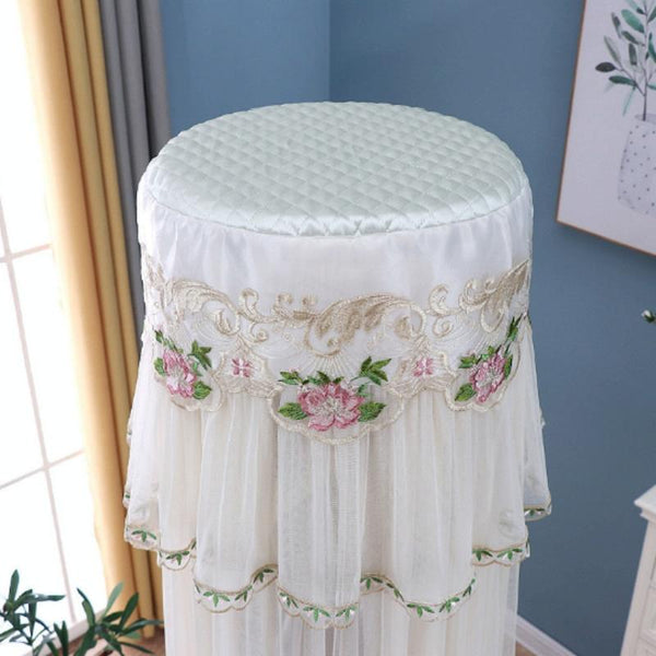 175Cm Vertical Lace Air Conditioner Dust Cover Round Column White Portable Air Conditioners