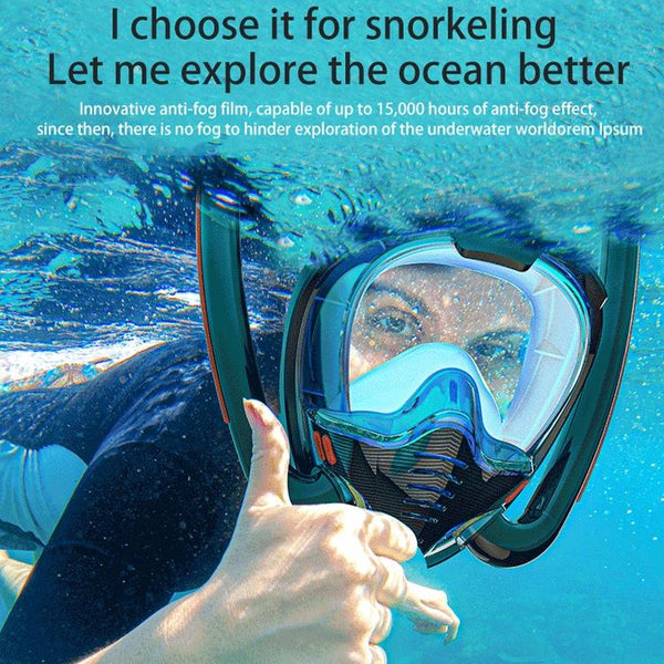 Full Dry Silicone Snorkel Mask For Adults Double Tube Size L / Xl Black/Black Snorkels