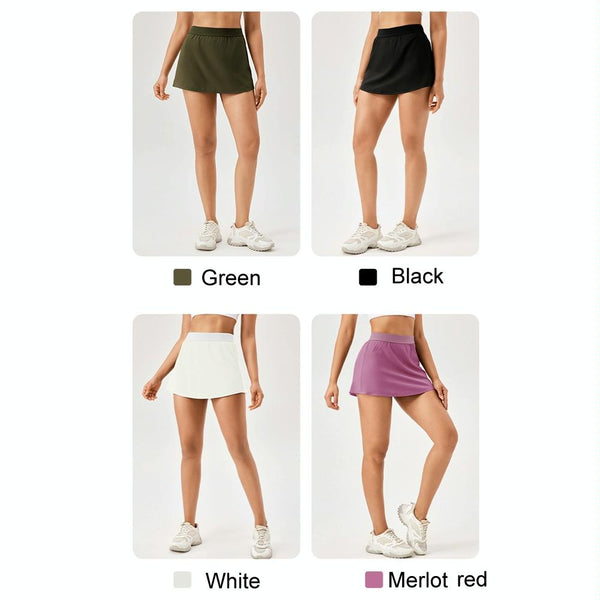 Quick Drying Women Yoga Skirt Breathable Fake Two Piece Black Size M Pants