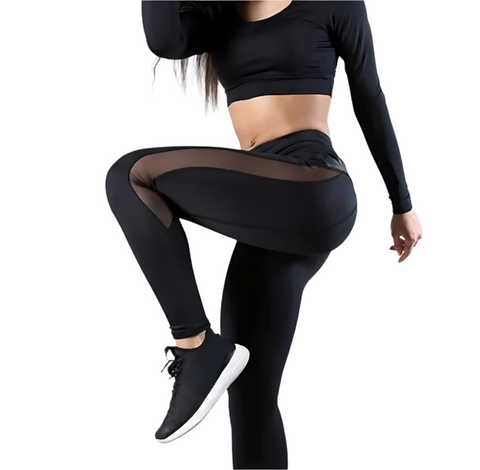 Push Up Fitness Leggings Seamless Mesh Workout For Women Xl Black Pants