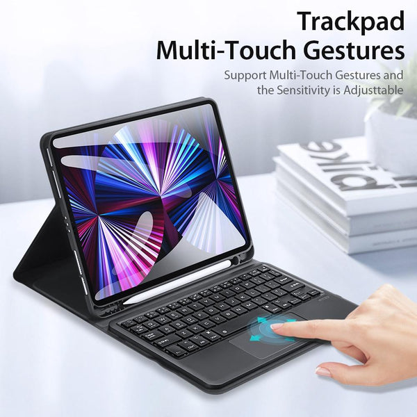 Parallel Leather Case With Bluetooth Keyboard & Touchpad For Ipad Air / Pro 11 Black Laptop Cases & Bags