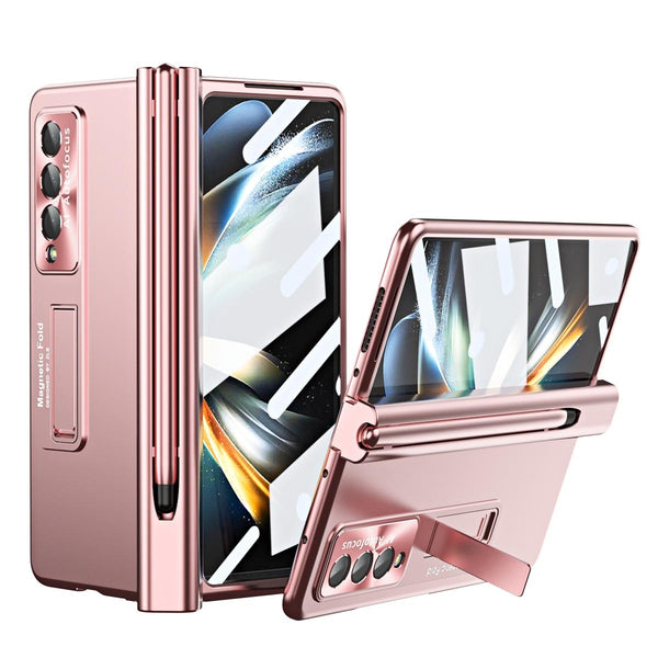 For Samsung Galaxy Z Fold4 5G Foldable Phone Case With Pen Slot Electroplated Pink Cases Covers & Skins