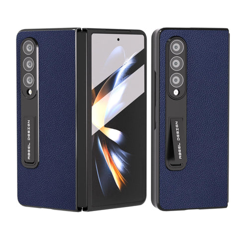 For Samsung Galaxy Z Fold4 5G Leather Phone Case With Holder Royal Blue Cases Covers & Skins