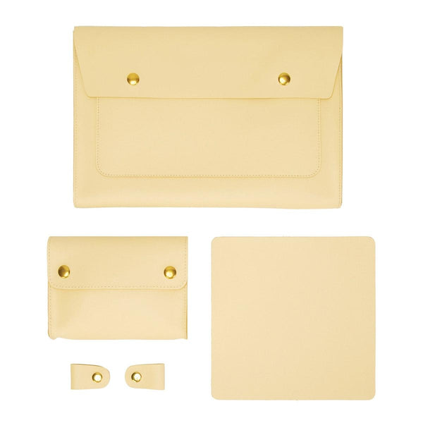 3 In 1 Waterproof Leather Laptop Liner Bag 14 Inches Light Grey Laptop Cases & Bags