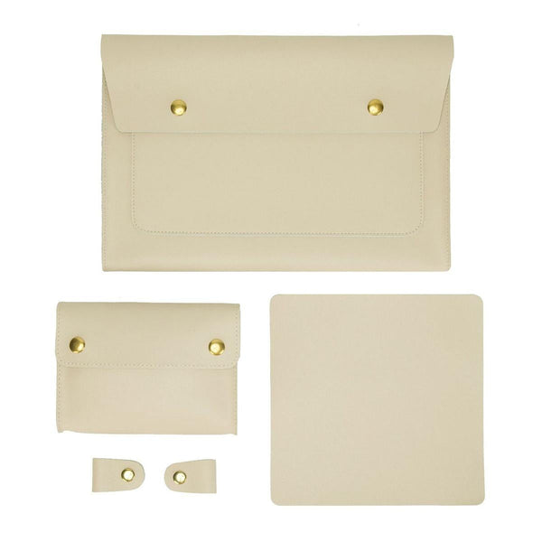 3 In 1 Waterproof Leather Laptop Liner Bag 14 Inches Light Grey Laptop Cases & Bags